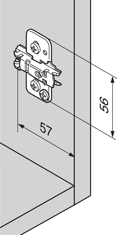 Blum Clip Top Kreuzmontageplatte Exzenter zum Schrauben Skizze2