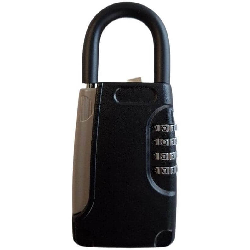 Siso steel padlock with key safe and 4-digit combination, black, Ø 10.5 mm
