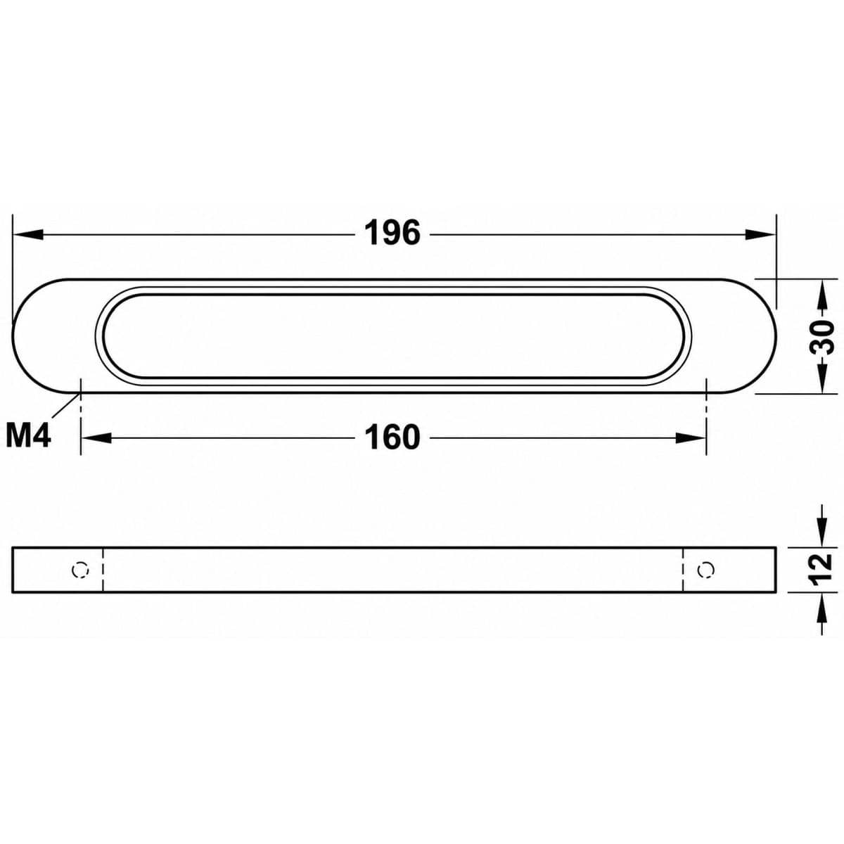 Häfele Möbelgriff H1315 aus Metall, Edelstahl-Optik BA 160 mm