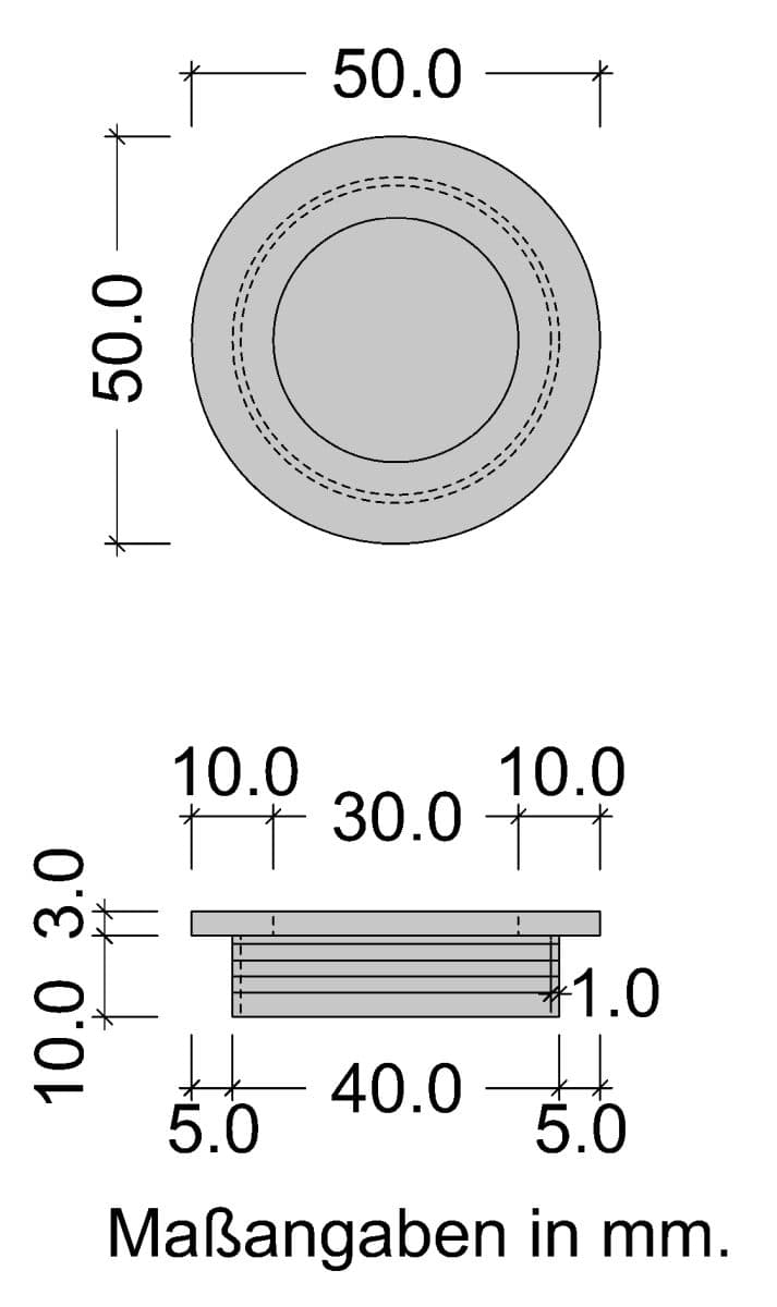 Häfele poignée coquille en aluminium ronde à coller argent, Ø 50 mm