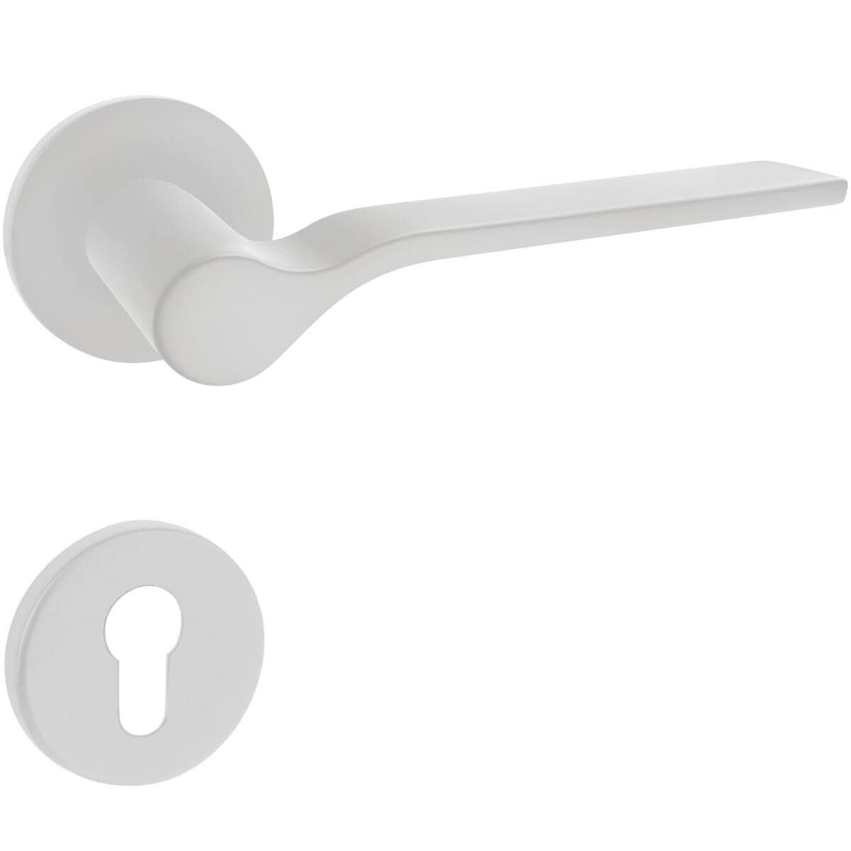 Juego de manillas Fimet ONDA 1230-208 de metal, PZ - Cilindro perfilado - Blanco mate (RAL 9016)