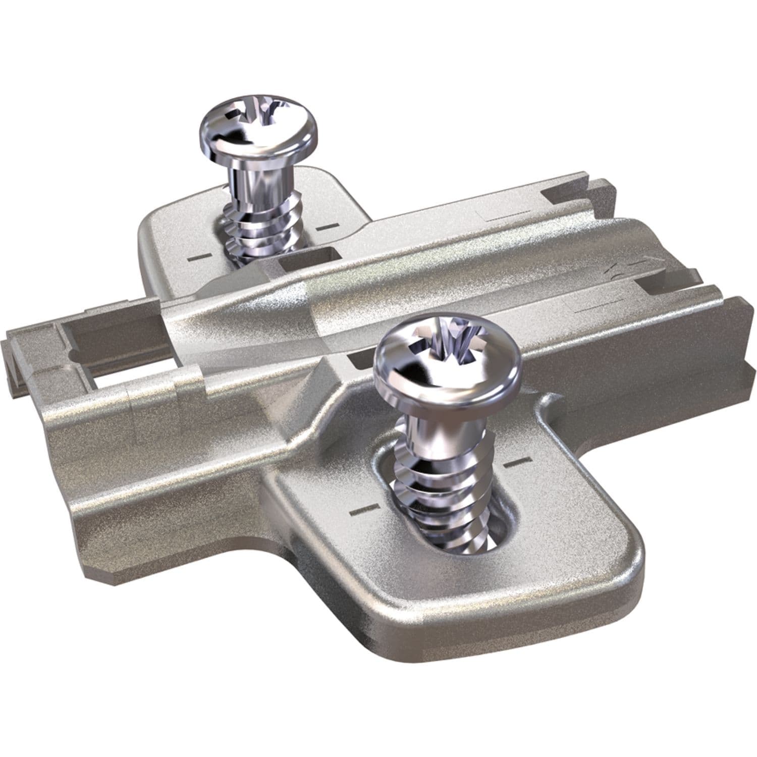 Hettich Kreuzmontageplatte Sensys 8099 mit vormontierten Direktbefestigungsschrauben, Distanz 0 mm