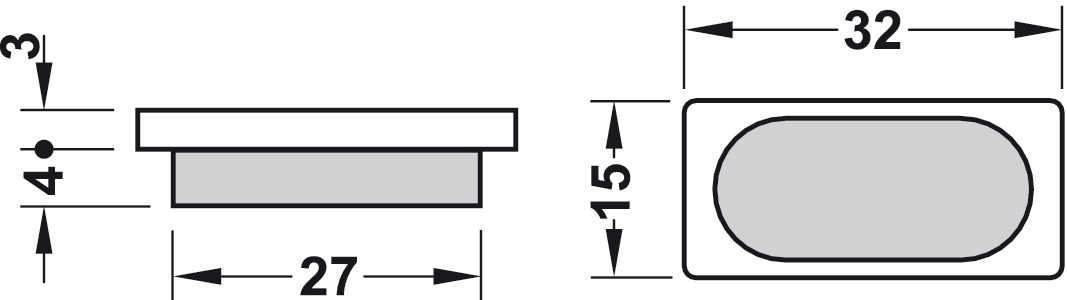 Möbelgleiter Filzgleiter 32x15 mm Skizze