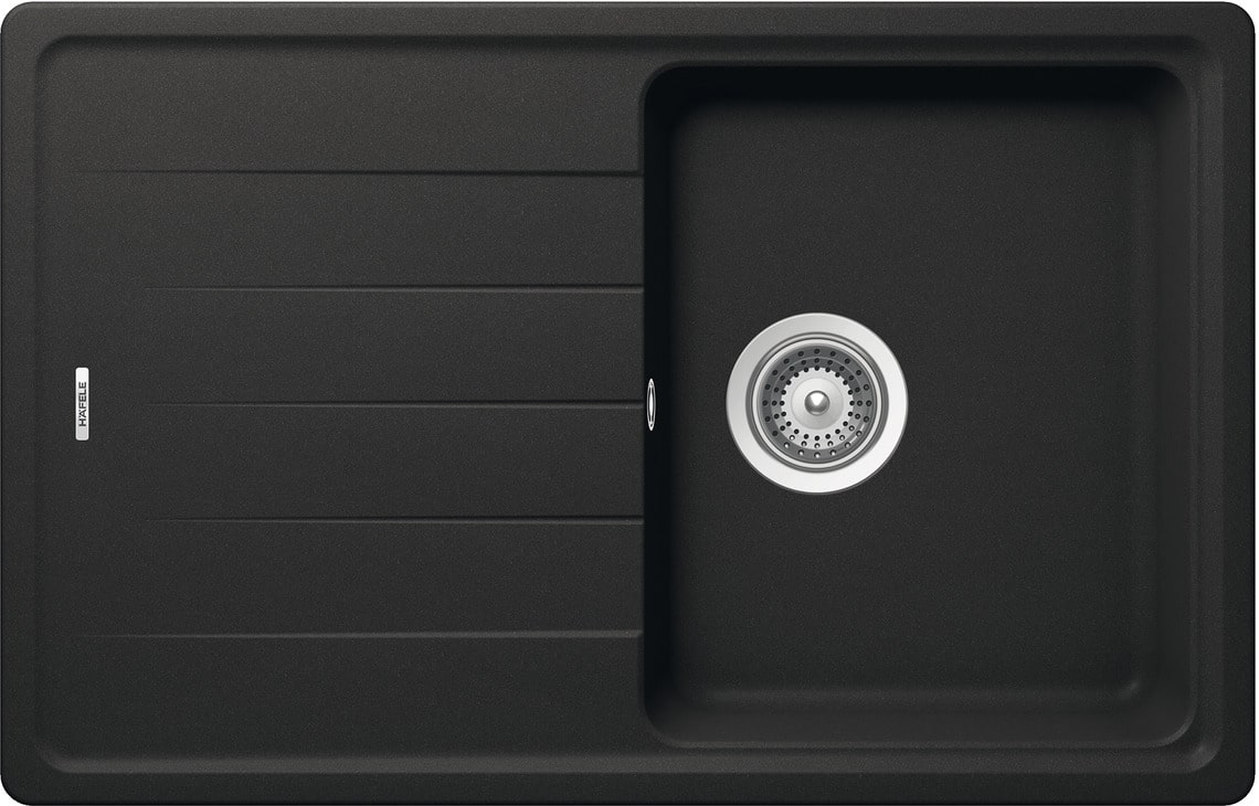 Schwarz-Matt Aufbauspüle AS01S mit kleinem Becken 780 x 500 mm Schwarz Matt
