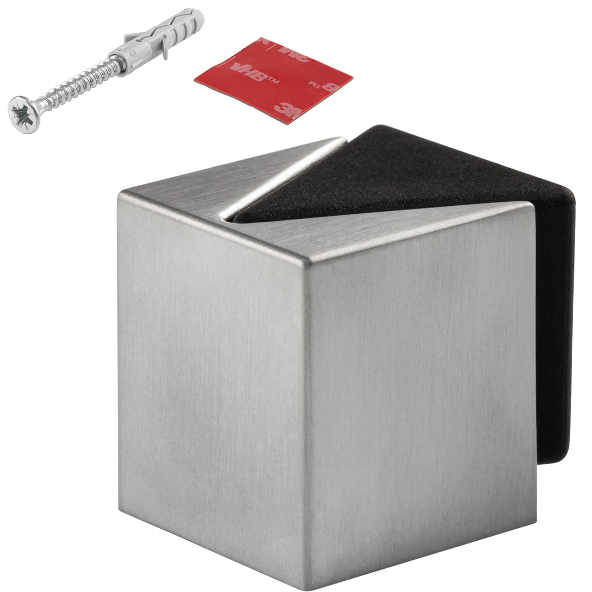 Design Boden-Türpuffer KIRA Silber Türstopper zum Kleben oder Schrauben chrom poliert