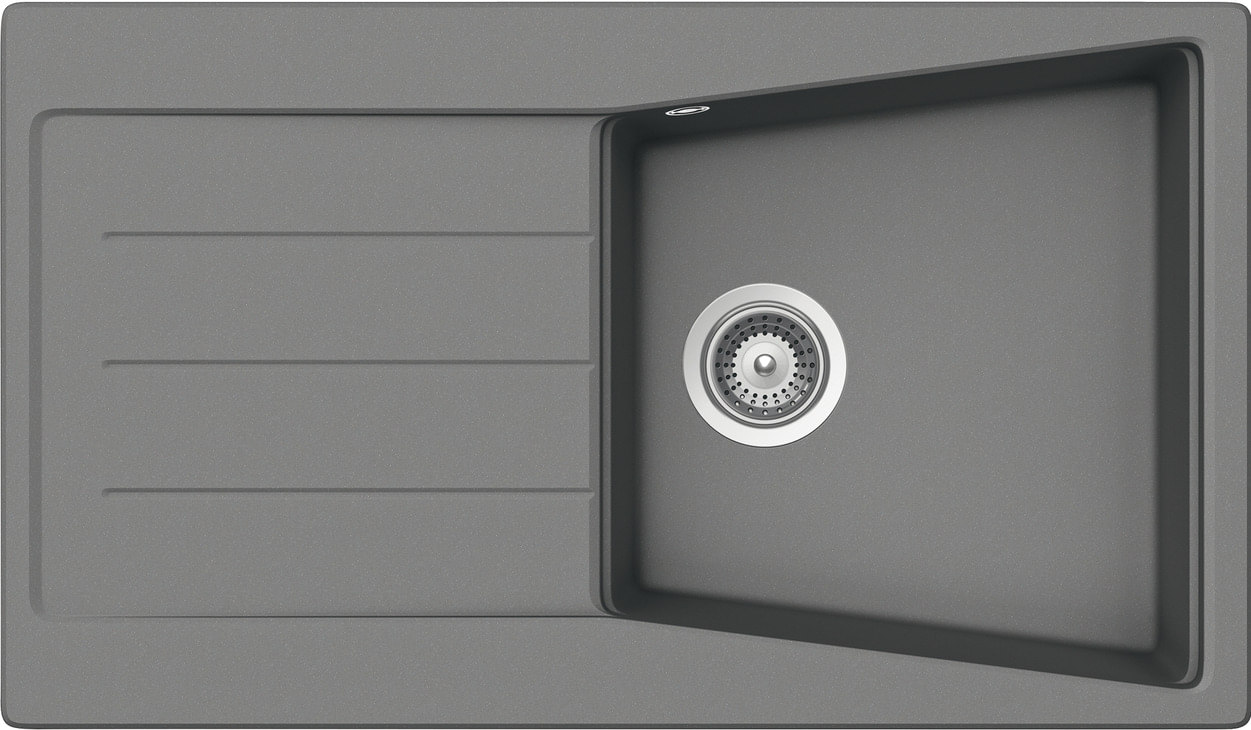 Aufbauspüle AS02S mit kleinem Becken 860 x 500 mm Hellgrau Metallic