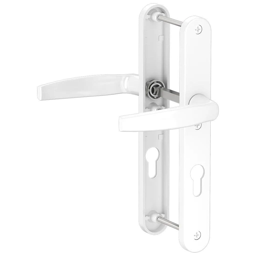 Gedotec Schmalrahmengarnitur VICTORY II aus Aluminium Drücker/Drücker DIN NORM 92 mm PZ, Weiß (RAL 9016) - 25 mm