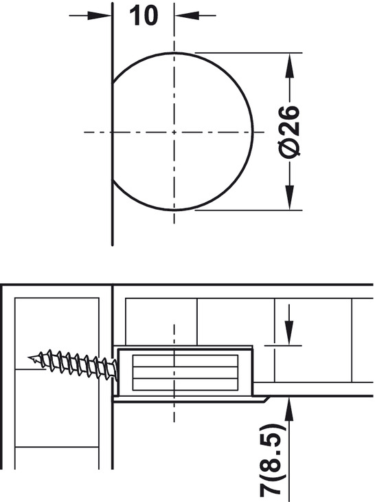 Korpusverbinder CARAVAN aus Kunststoff Ø 26 mm Skizze