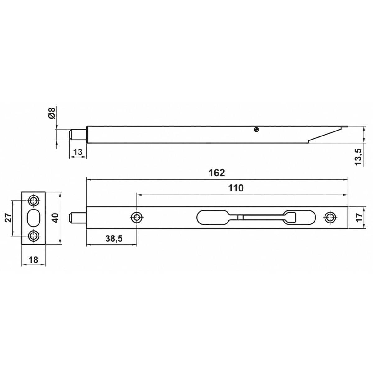 Gedotec Türriegel EISENSTADT aus Stahl schwarz matt, 150 mm