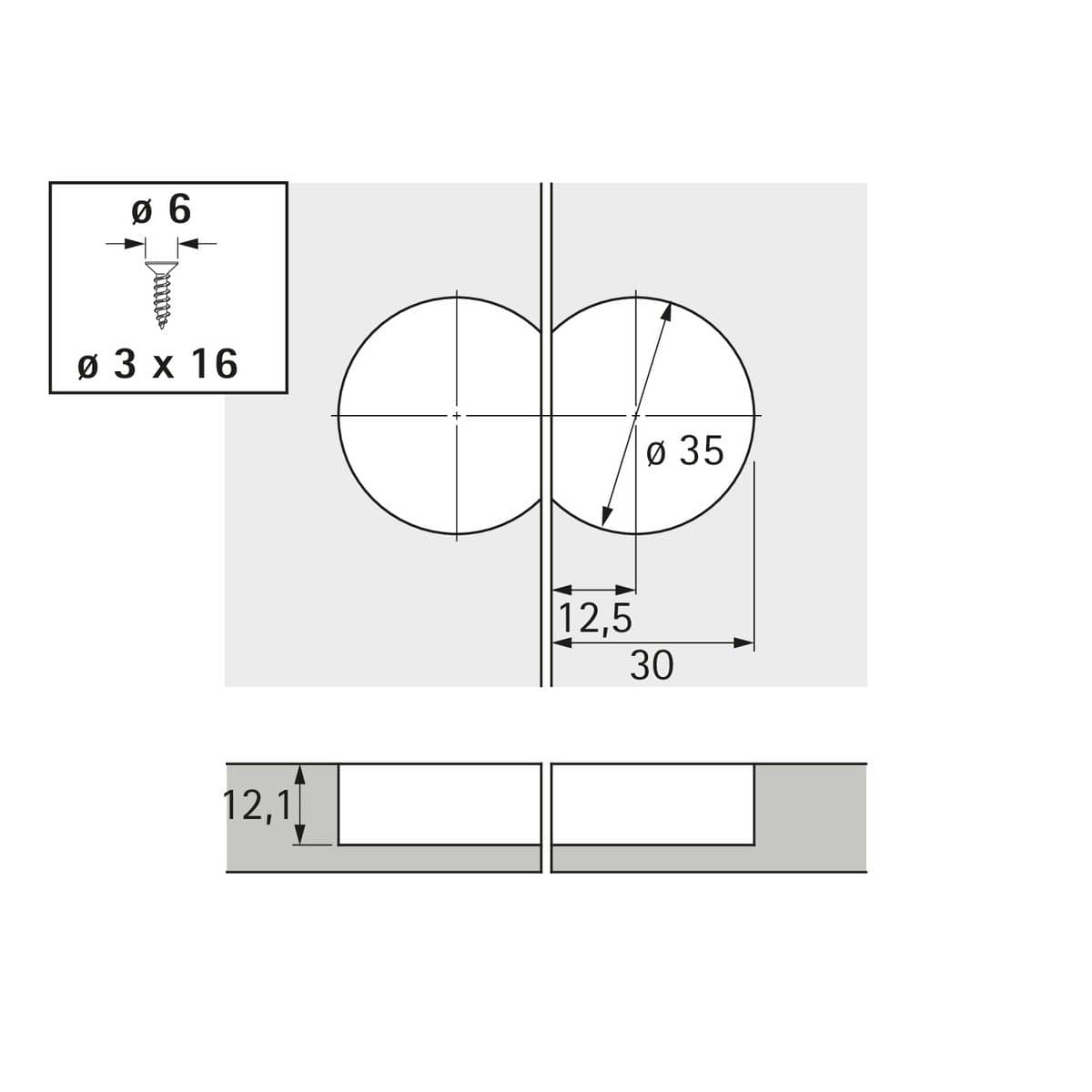 Hettich Klappenscharnier 40242 Markant 11 vernickelt