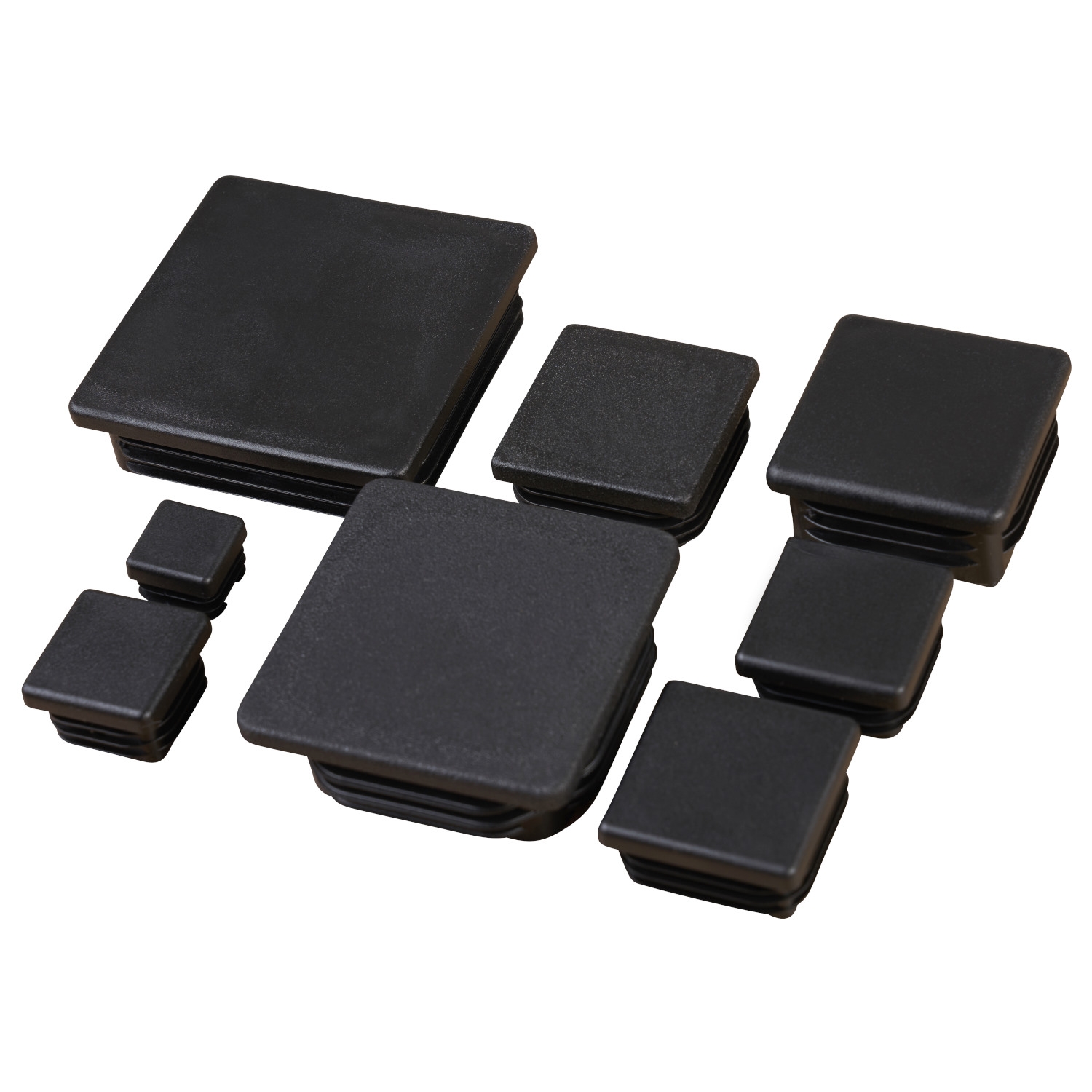 Häfele shaped tube plugs, foot cap, plastic, black, square, 25 x 25 mm