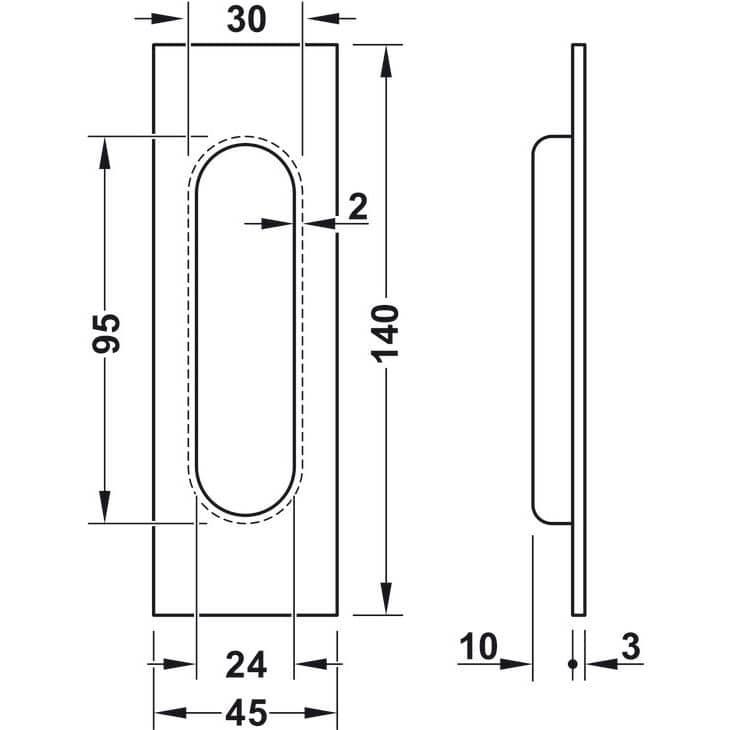 Häfele Muschelgriff CARRERA aus Edelstahl 140 x 45 x 13 mm, Messing poliert PVD beschichtet