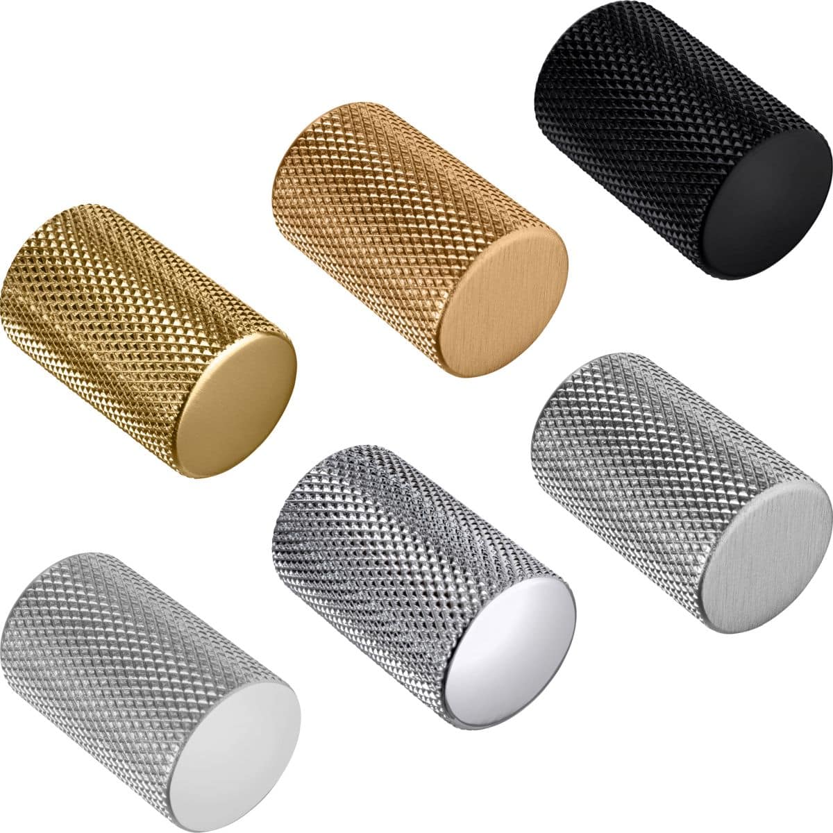 Viefe Möbelknopf GRAF Aluminium geriffelt Ø 17,5 mm, Schwarz matt