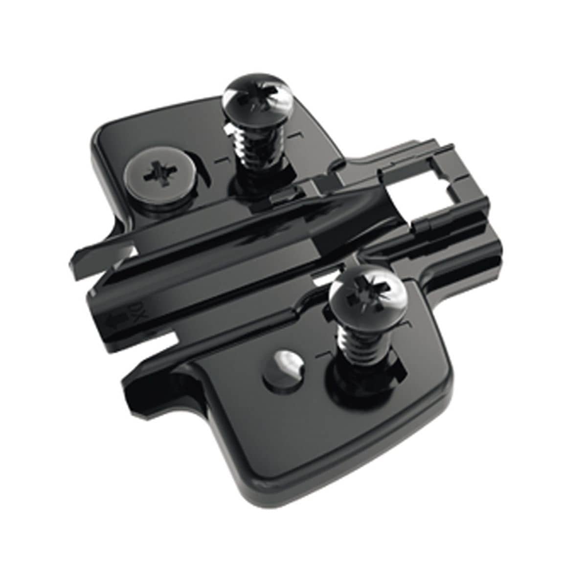 Hettich Kreuzmontageplatte 9091804 mit Spannplattenschrauben Distanz 1,5 mm obsidianschwarz