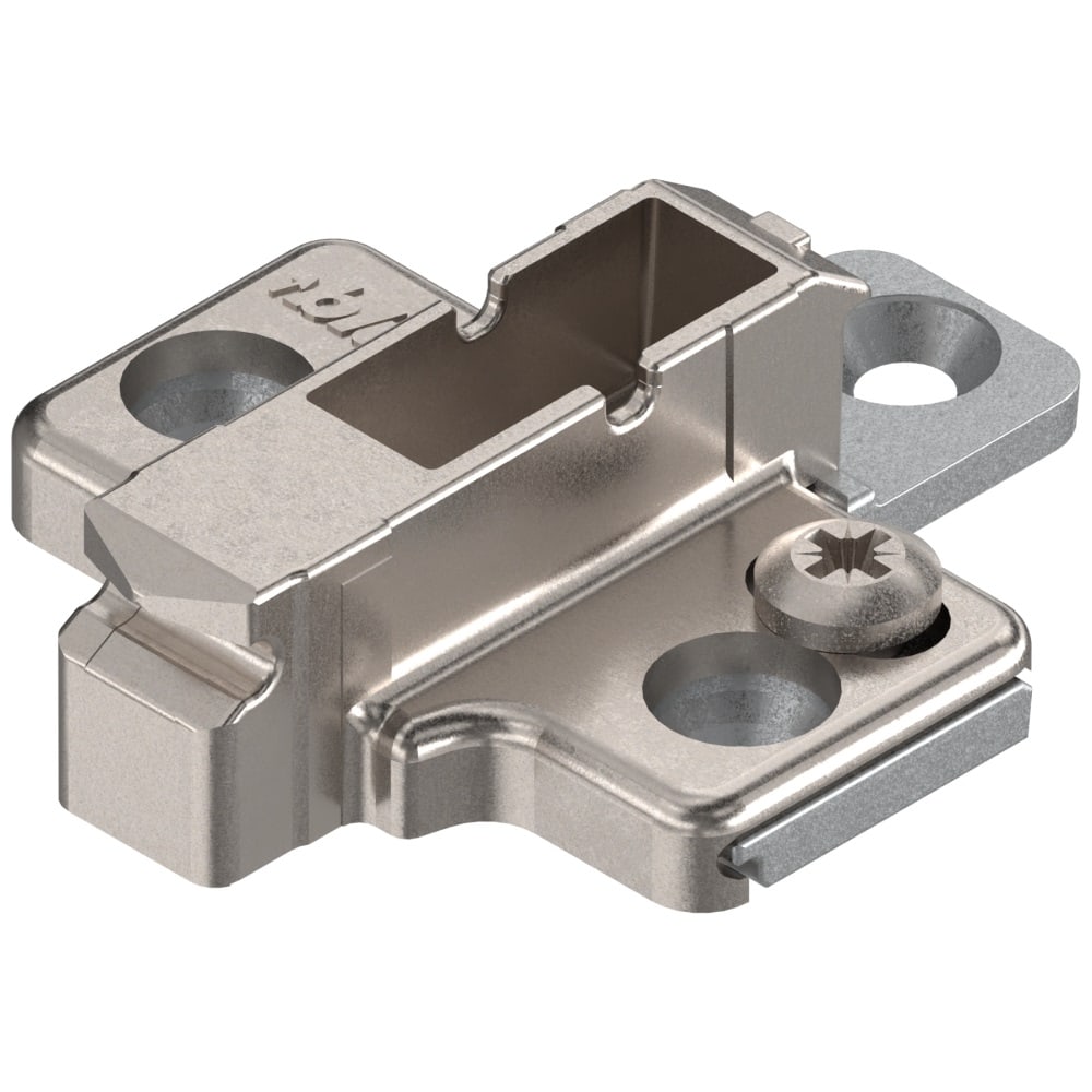 Clip onyx Kreuzmontageplatte Zink Systemschrauben Distanz 6 mm - Blum
