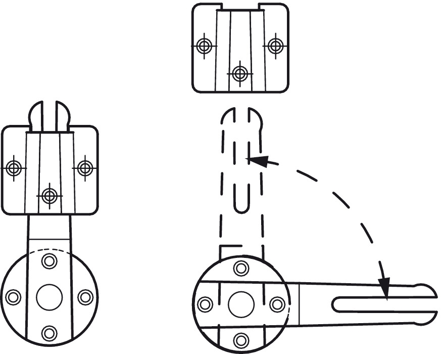 Tischplattenverbinder für trennbare Tischplatten Skizze