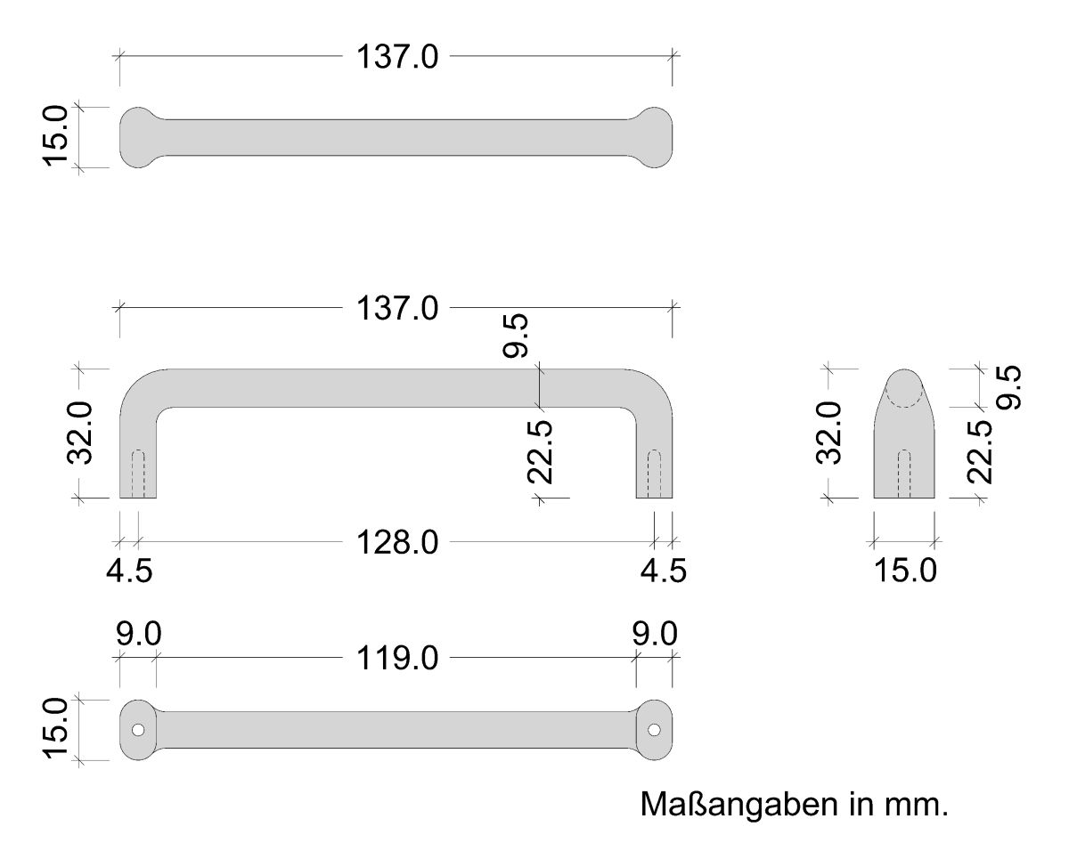 Möbelgriff REDO aus Metall Skizze