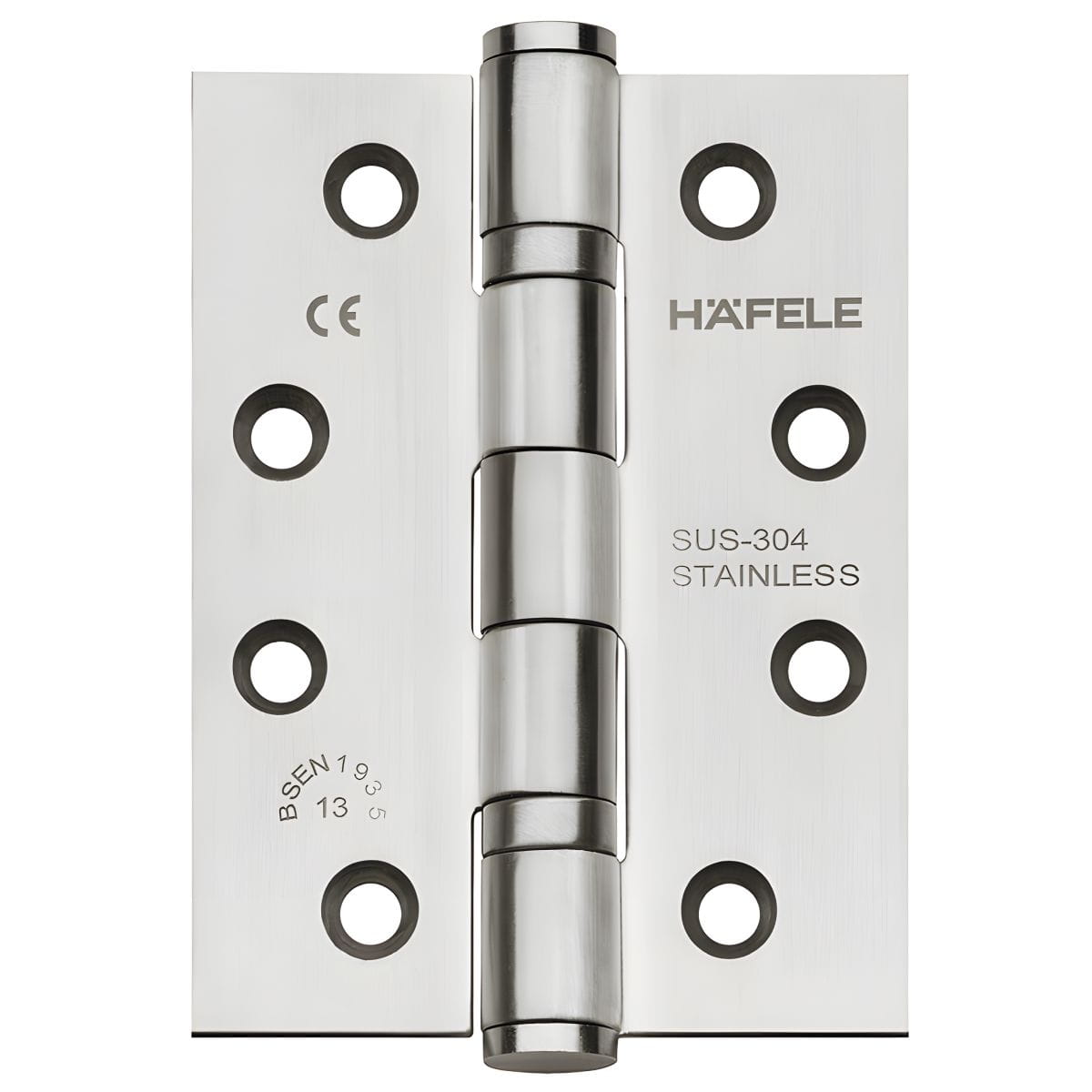 Häfele surface mounted hinge for ungrooved internal doors up to 120 kg, stainless steel, matt, angular