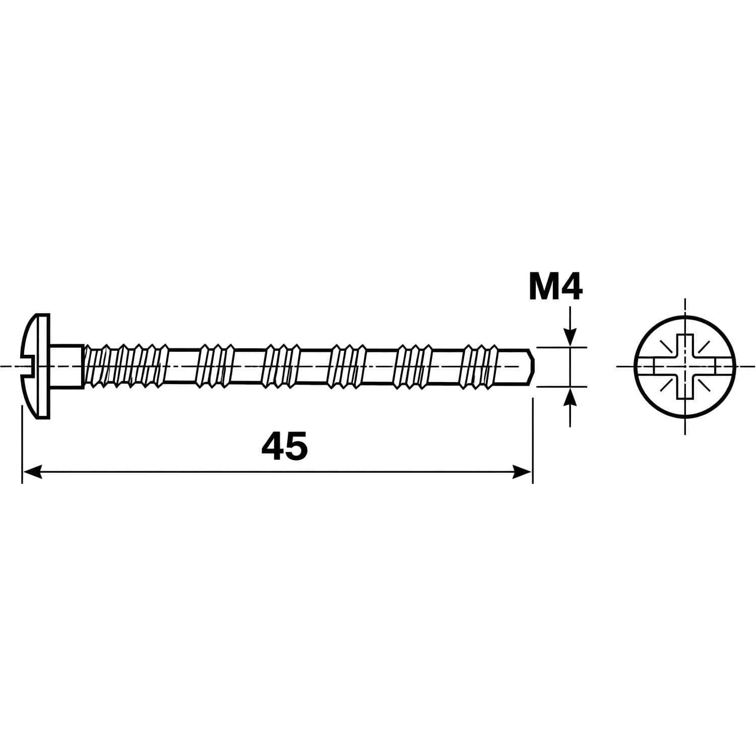 Gedotec Griffschraube M4 x 45 vernickelt kürzbar