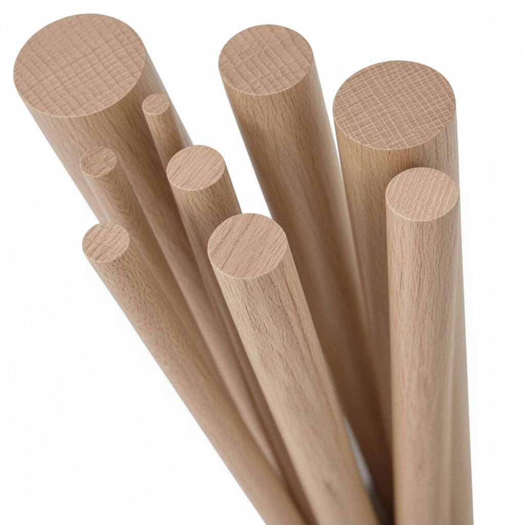Gedotec eikenhouten rondstaven, lengte 1000 mm