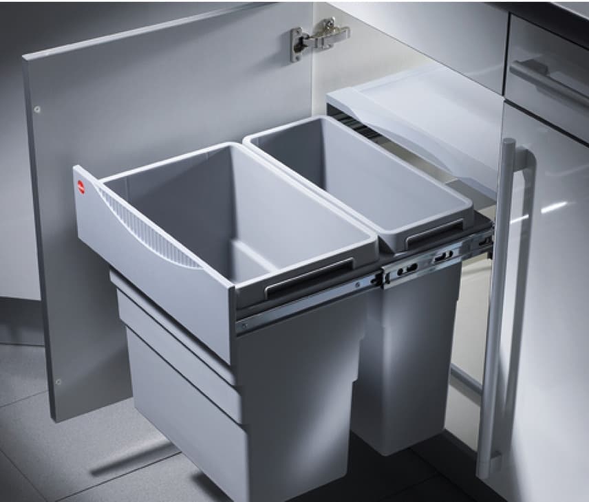Poubelle Encastrable Hailo Mono 20L Inox Poli - Pour Meuble à Partir De 40 Cm | Couvercle Automatique Pivotant