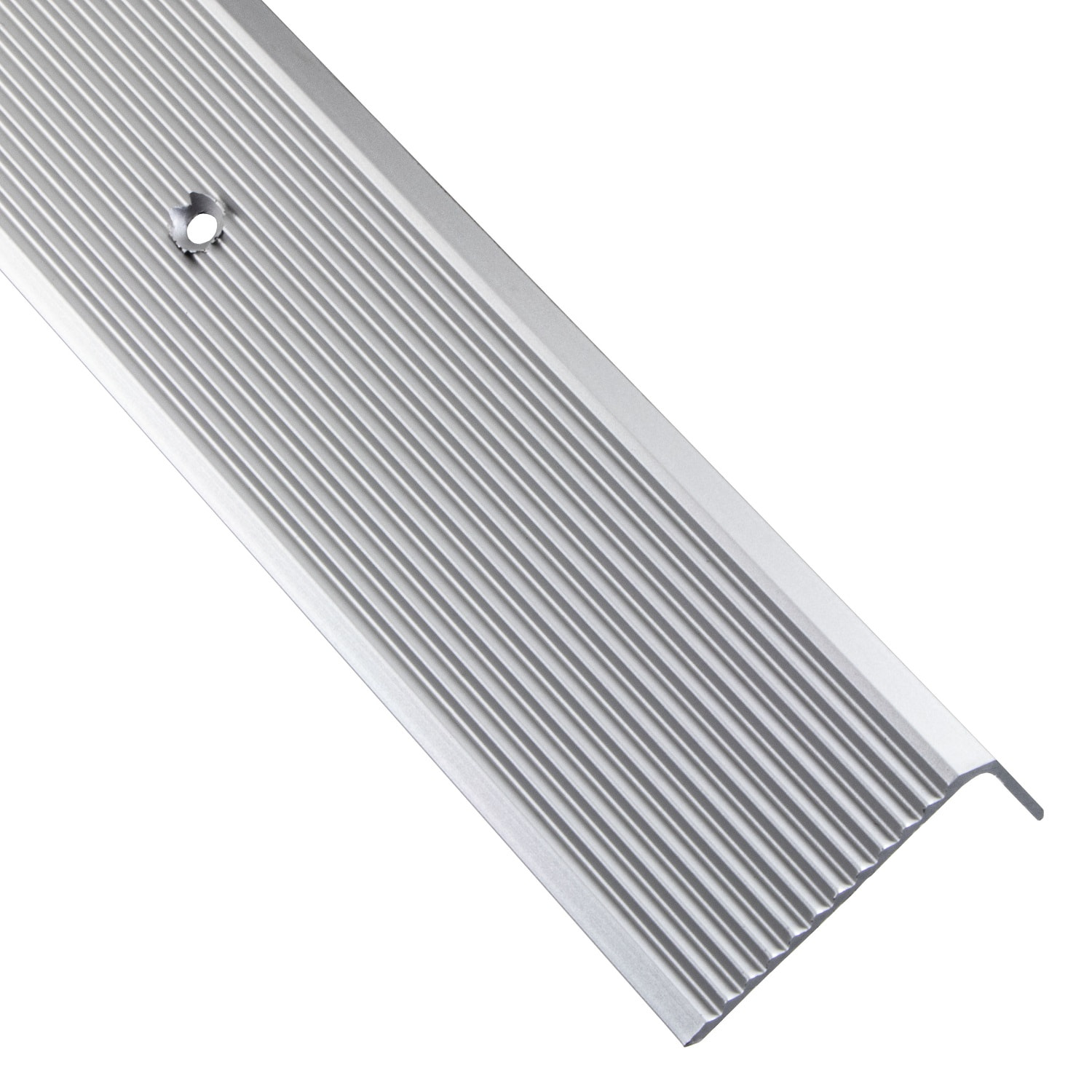 Alfer Treppenkantenprofil 41x23 mm Aluminium Treppenwinkel L-Form gelocht, Silber matt - 2000 mm