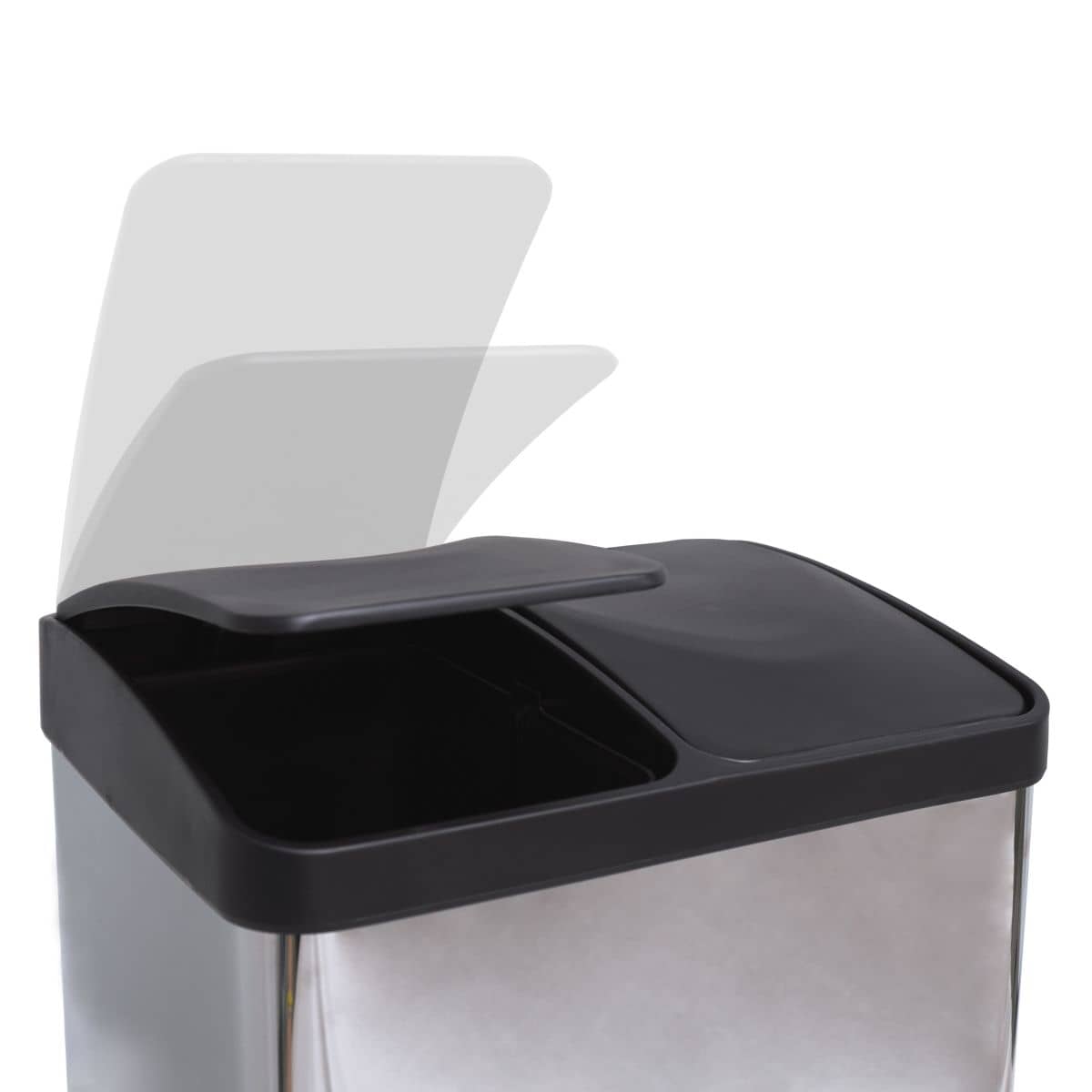 Gedotec Doppel-Mülleimer RECIK mit Pedal 400 x 320 x 480 mm, 2 x 15l Edelstahl poliert