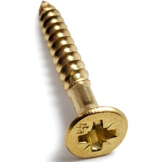 Gedotec Spanplattenschraube aus Stahl Senkkopf Vollgewinde PZ, Messing poliert Ø 2,5 - 3,5 mm