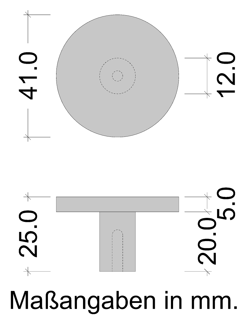 Skizze Möbelknopf rund Durchmesser 25 mm