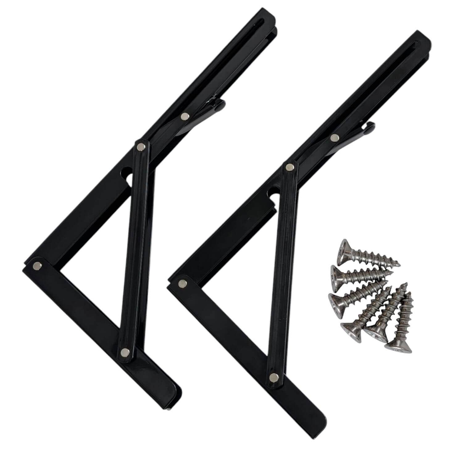 Siso 1 Paar Klappkonsole 60 KG CAMPER 300x170 mm schwarz matt | Stahl schwarz matt | 1 Paar - 300 x 170 mm