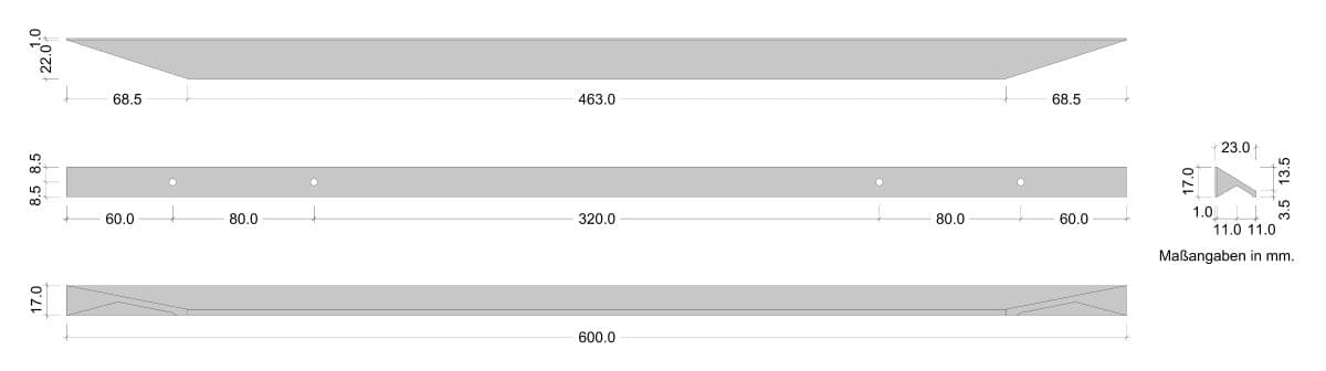 Griffleiste CUTT aus Aluminium Skizze