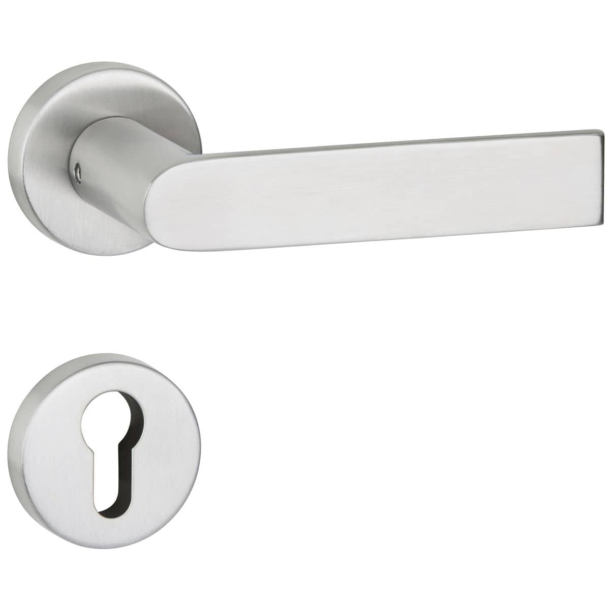 Hermat Türdrücker BASIC 13 aus Edelstahl, PZ - Profilzylinder Edelstahl matt