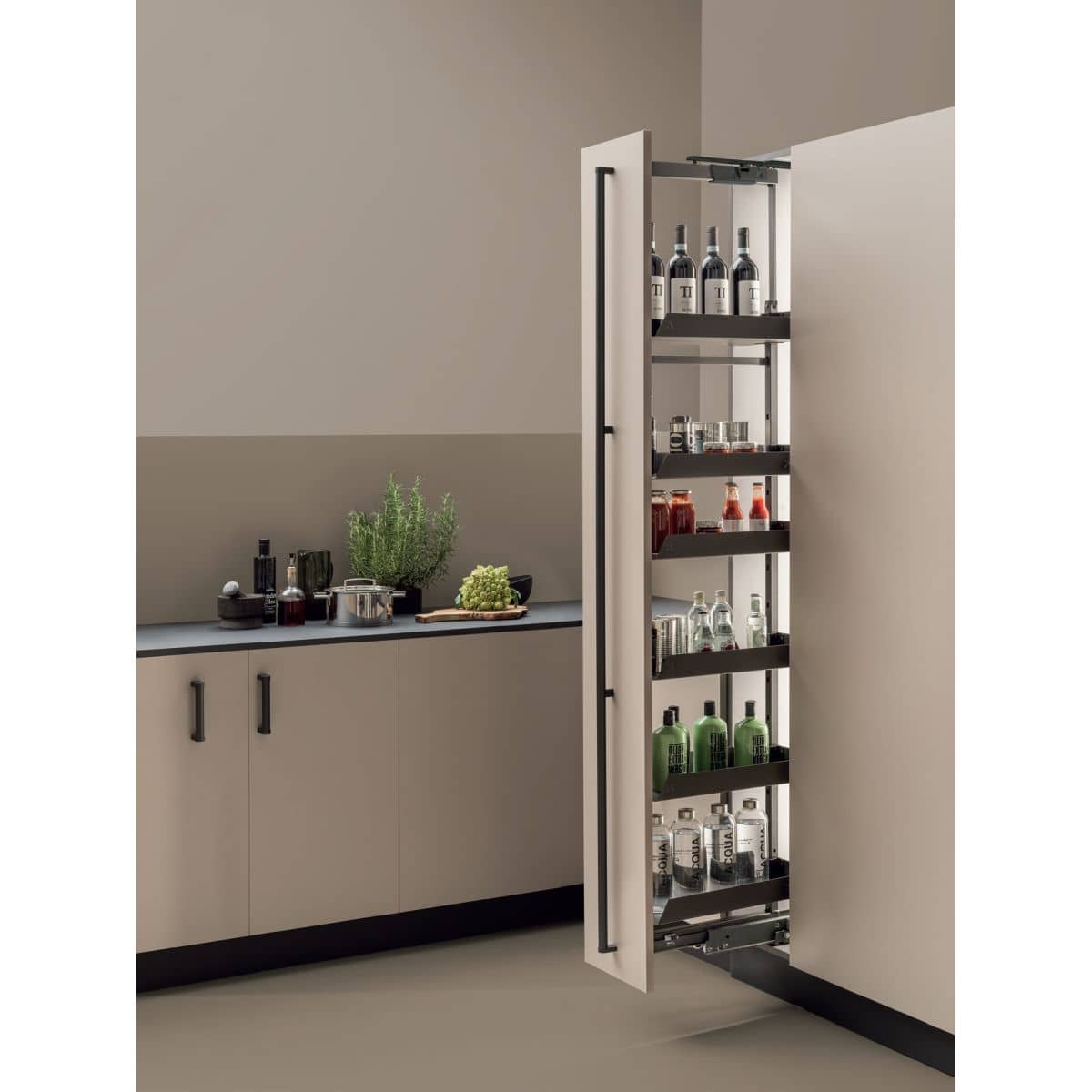 Häfele Hochschrank Frontauszug UTENSIO ST10 PLUS HIGH LARDER mit 5 - 6 Tablaren, 96 kg Korpusbreite 150 - 400 mm lichte Korpushöhe 1470–2150 mm