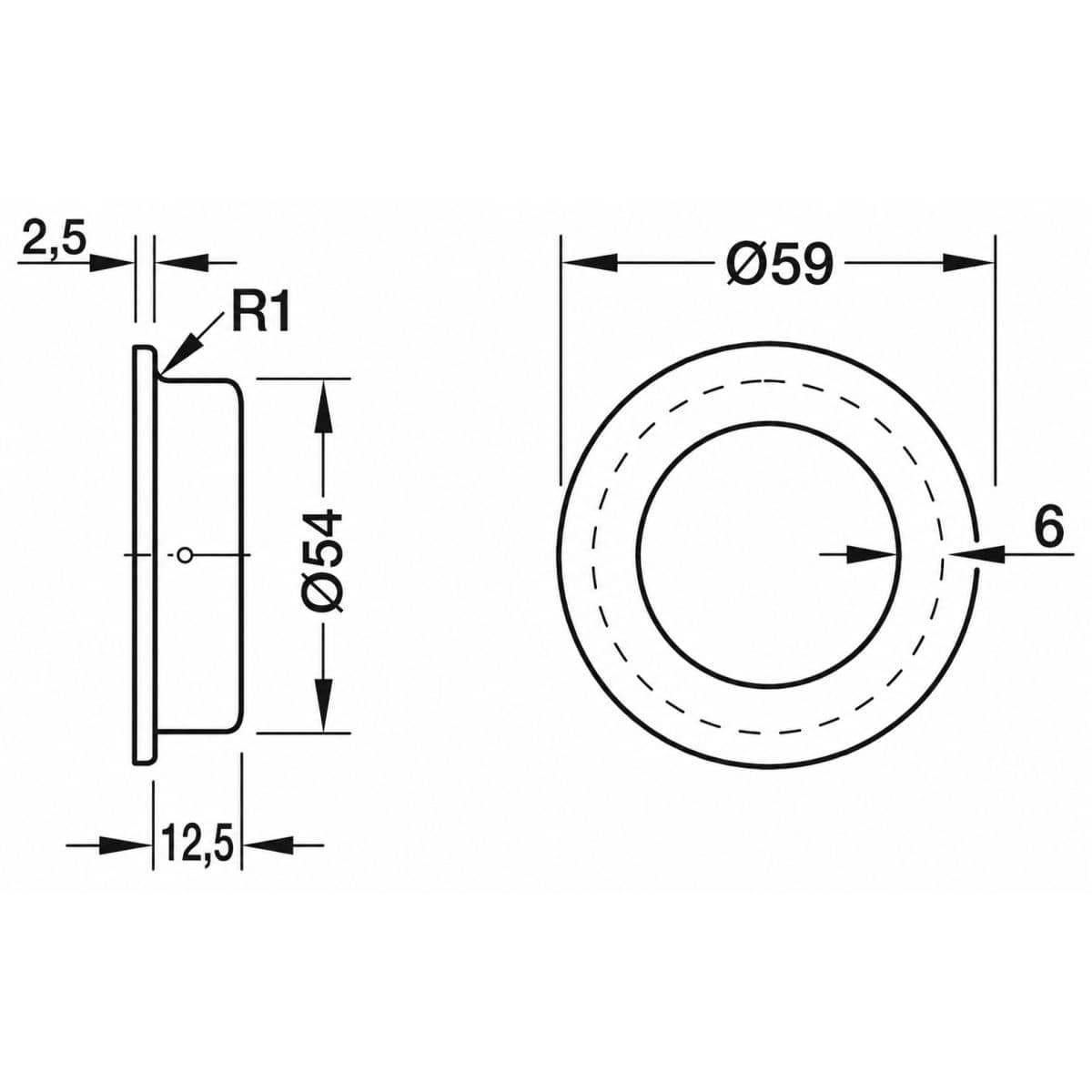 Häfele Muschelgriff ARIANE aus Messing vernickelt matt, Ø 59 mm