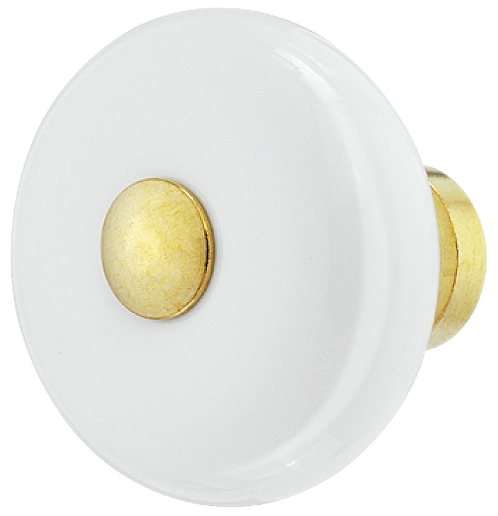 Häfele furniture knob H2021 porcelain knob white with brass base