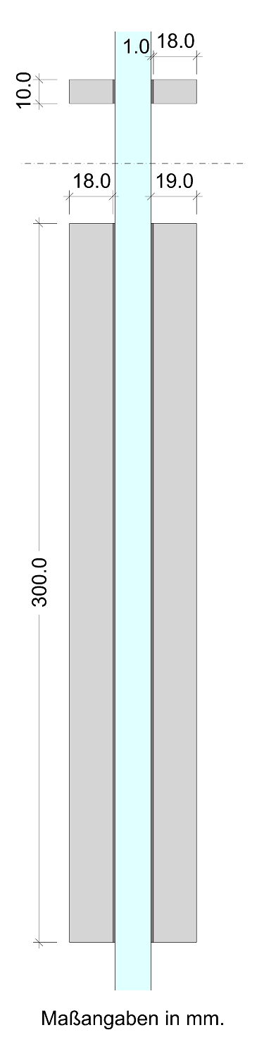 Glastürgriff aus Aluminium selbstklebend Skizze