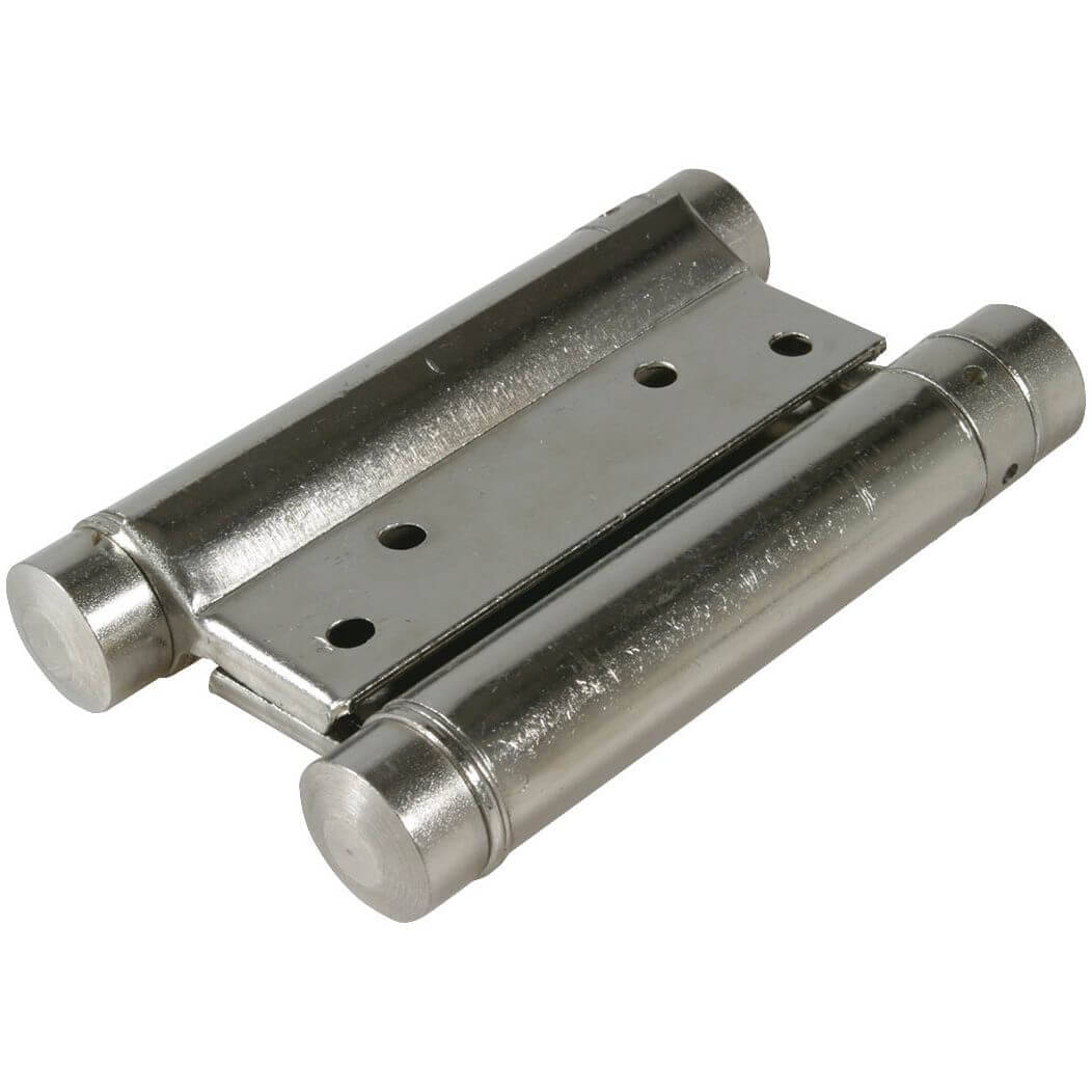 IBFM Charnière pour porte battante en acier nickelé avec ressort, ouverture des deux côtés et fermeture automatique, 200 mm, capacité de charge 70 kg