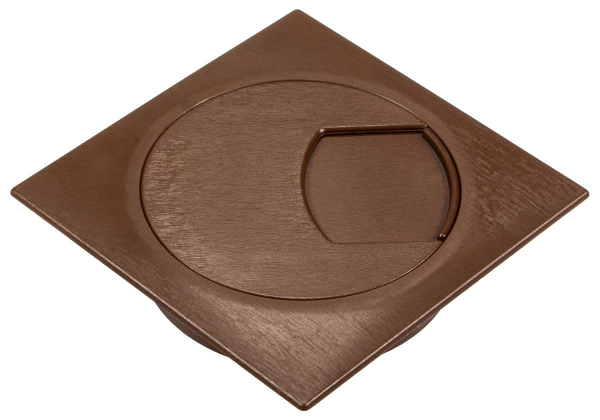 Häfele PLAZA cable outlet made of plastic, square, 80 mm, brown