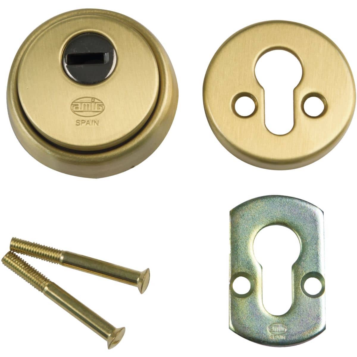 Gedotec Schutzrosette AMIG aus Messing matt, Ø 65 mm Türstärke 40 - 45 mm