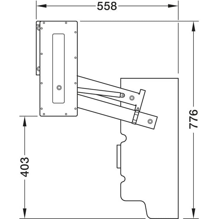 Häfele Oberschranklift UTENSIO ST10 PLUS EASY DOWN, Anthrazit 8 kg Korpusbreite 500 mm lichte Korpushöhe 462 - 464 mm