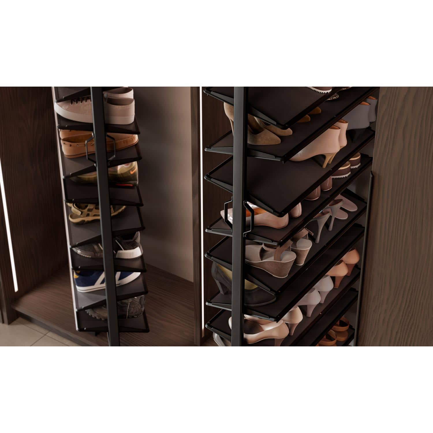 Gedotec Schuhschrankauszug aus Stahl 180° drehbar, Höhe 770 - 920 mm Schwarz