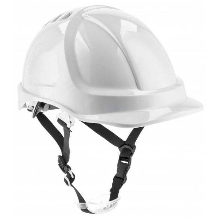 Högert Schutzhelm PLONER mit Halteriemen, Weiß