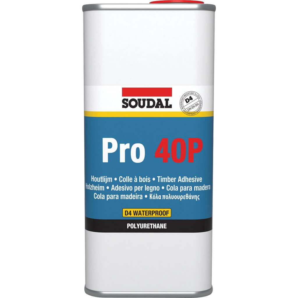 Colla per legno Soudal PRO 40P D4, 5 kg