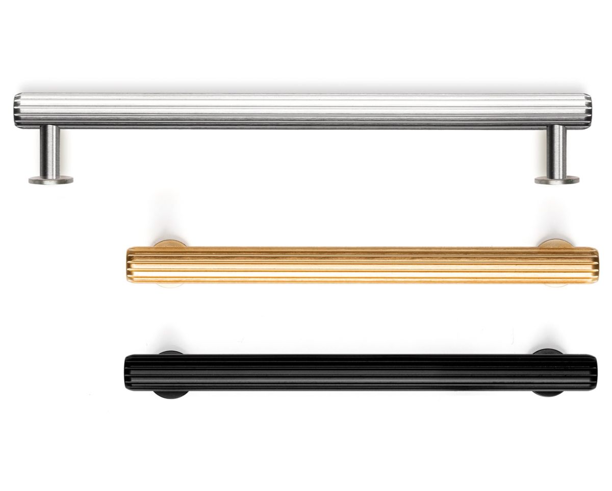 Deep aluminium RILLE furniture handle, BA 160 - 992 mm, 320 mm - dark brushed brass