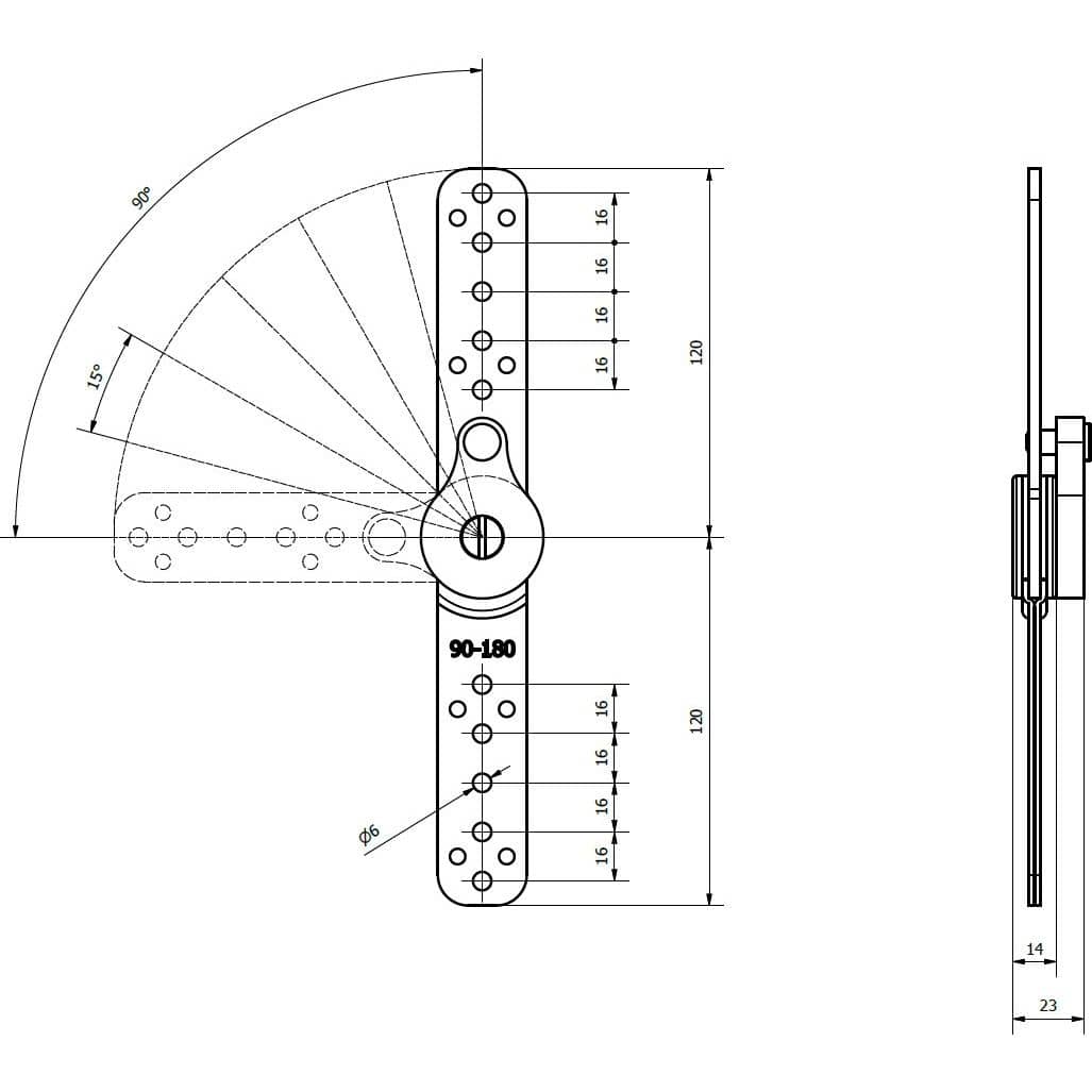 Gedotec Armlehnenscharnier SOFA PLUS aus Stahl mit automatischer Rückführung, 90 - 180°