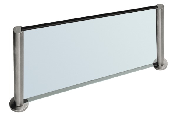 Häfele kitchen splash guard with glass top in stainless steel look for mounting on the countertop