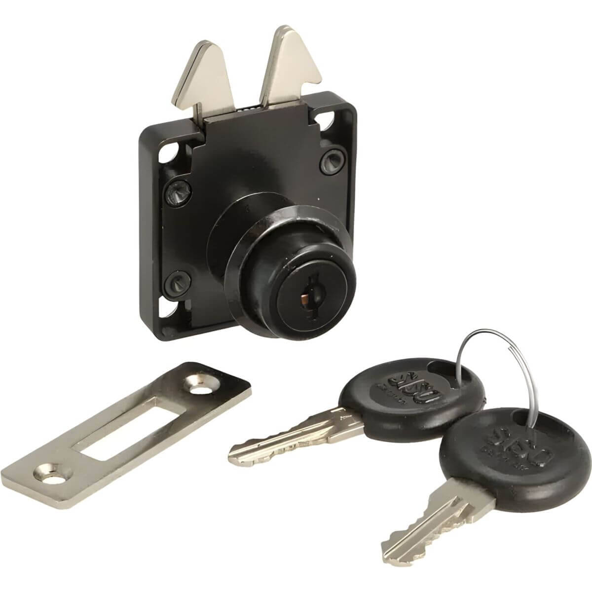 Siso Rollladenschloss aus Stahl mit Schließblech, verschiedenschließend schwarz