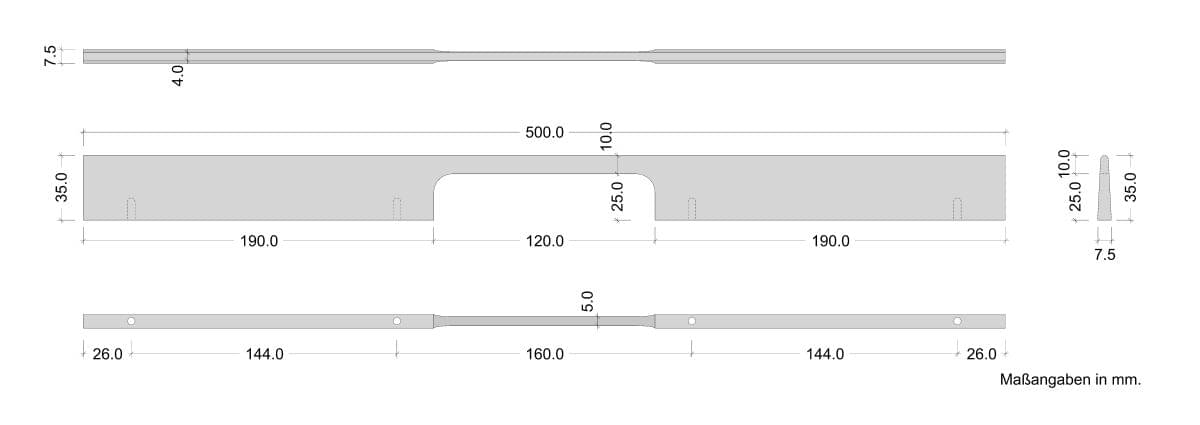 Möbelgriff PEAK aus Aluminium schwarz, BA 448 mm Skizze