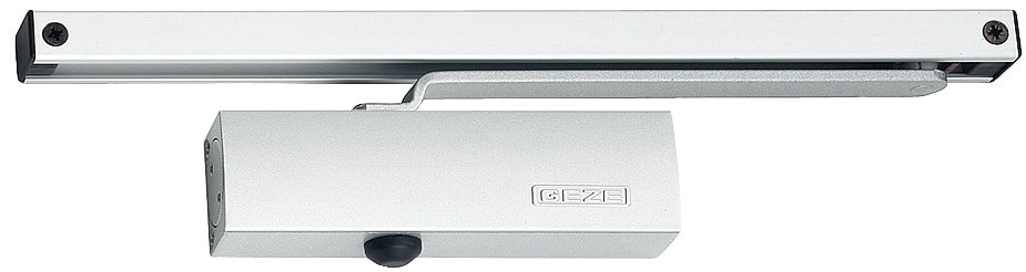 Geze Türschließer TS 1500 mit Gleitschiene und Feststelleinheit EN 1, Weiß