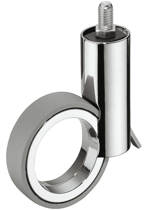 Ruota girevole Häfele H4820 Portata 50 kg Ruota per mobili di design, girevole, perno filettato M10 - cromata